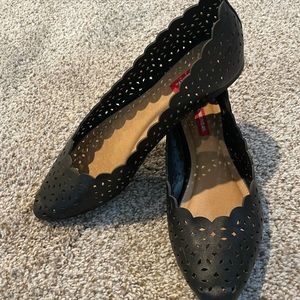 union bay pleather black flats